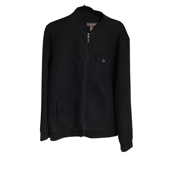 Tasso Elba Mens  Black Quilted Bomber Jacket  Sz. Medium EUC - Picture 3 of 11